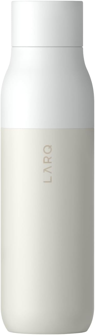 LARQ Bottle PureVis 17 oz - Self-Cleaning and Insulated Stainless Steel Water Bottle with UV Water Purifier and Award-winning Design | Reusable & Travel Friendly, 1-Year Warranty, Granite White