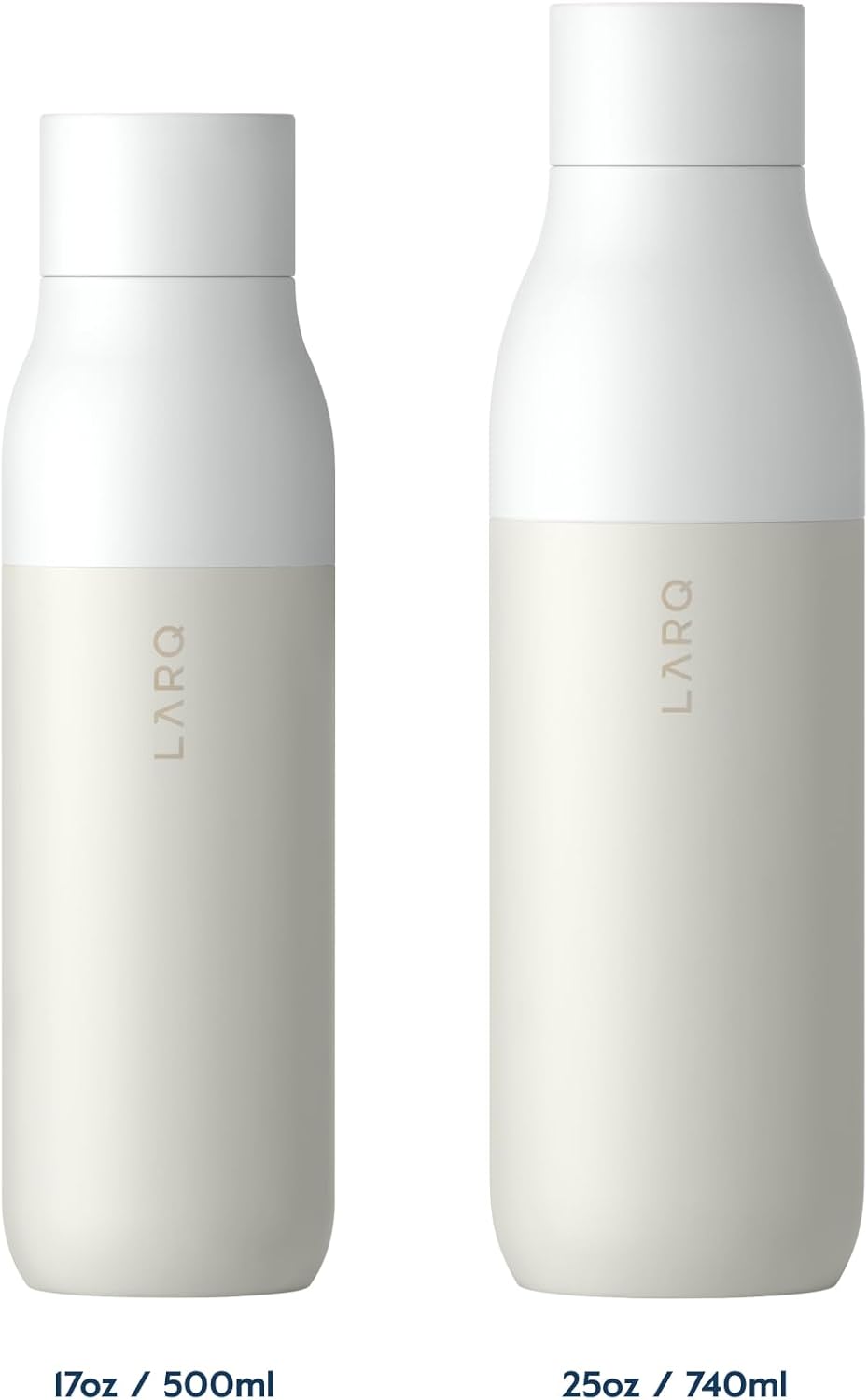LARQ Bottle PureVis 17 oz - Self-Cleaning and Insulated Stainless Steel Water Bottle with UV Water Purifier and Award-winning Design | Reusable & Travel Friendly, 1-Year Warranty, Granite White