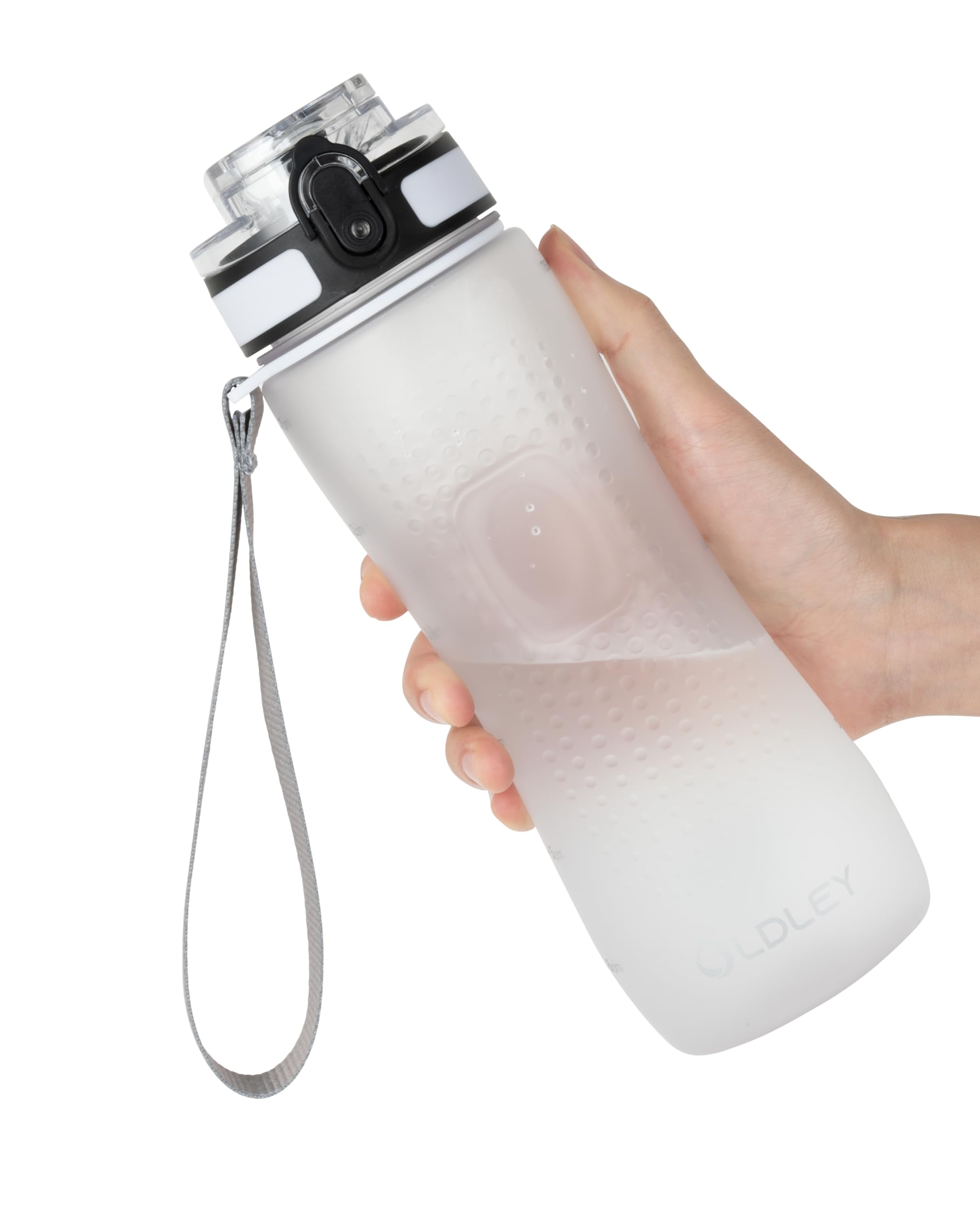 OLDLEY 32 oz Water Bottle, Motivational Water Bottle with Time Marker, Sports Water Bottle With Strap, Leakproof & BPA Free Large Water Bottles for School, Gym, Travel, Outdoor, Tritan, Transparent