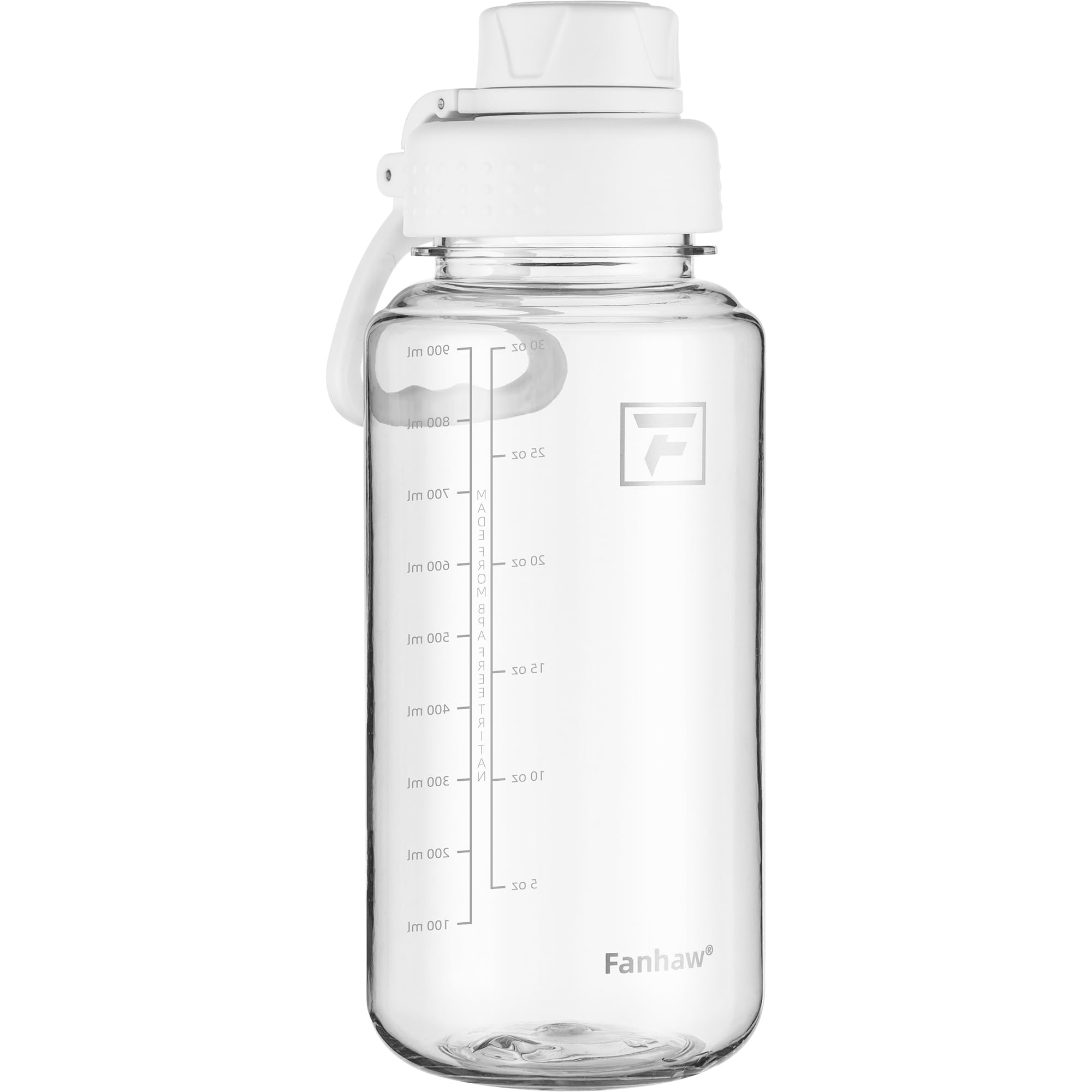 Fanhaw 32 oz Clear Water Bottle with Fast-Flow Spout Lid, BPA-Free Tritan, Wide Mouth, Leakproof, Reusable Bottle for Gym, School, Office, Travel (Clear&Black)