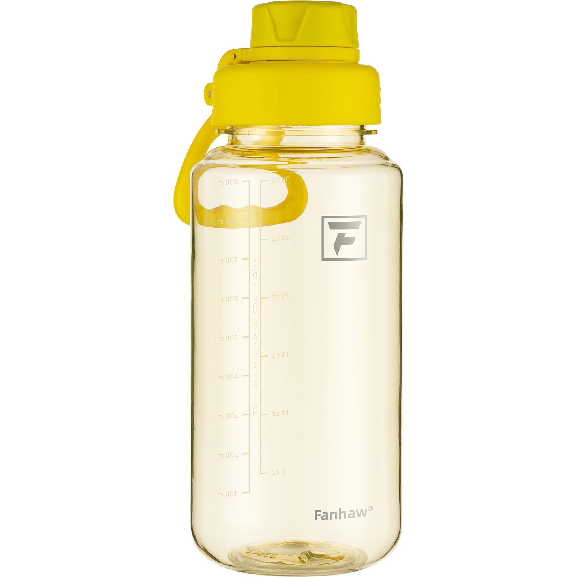 Fanhaw 32 oz Clear Water Bottle with Fast-Flow Spout Lid, BPA-Free Tritan, Wide Mouth, Leakproof, Reusable Bottle for Gym, School, Office, Travel (Clear&Black)