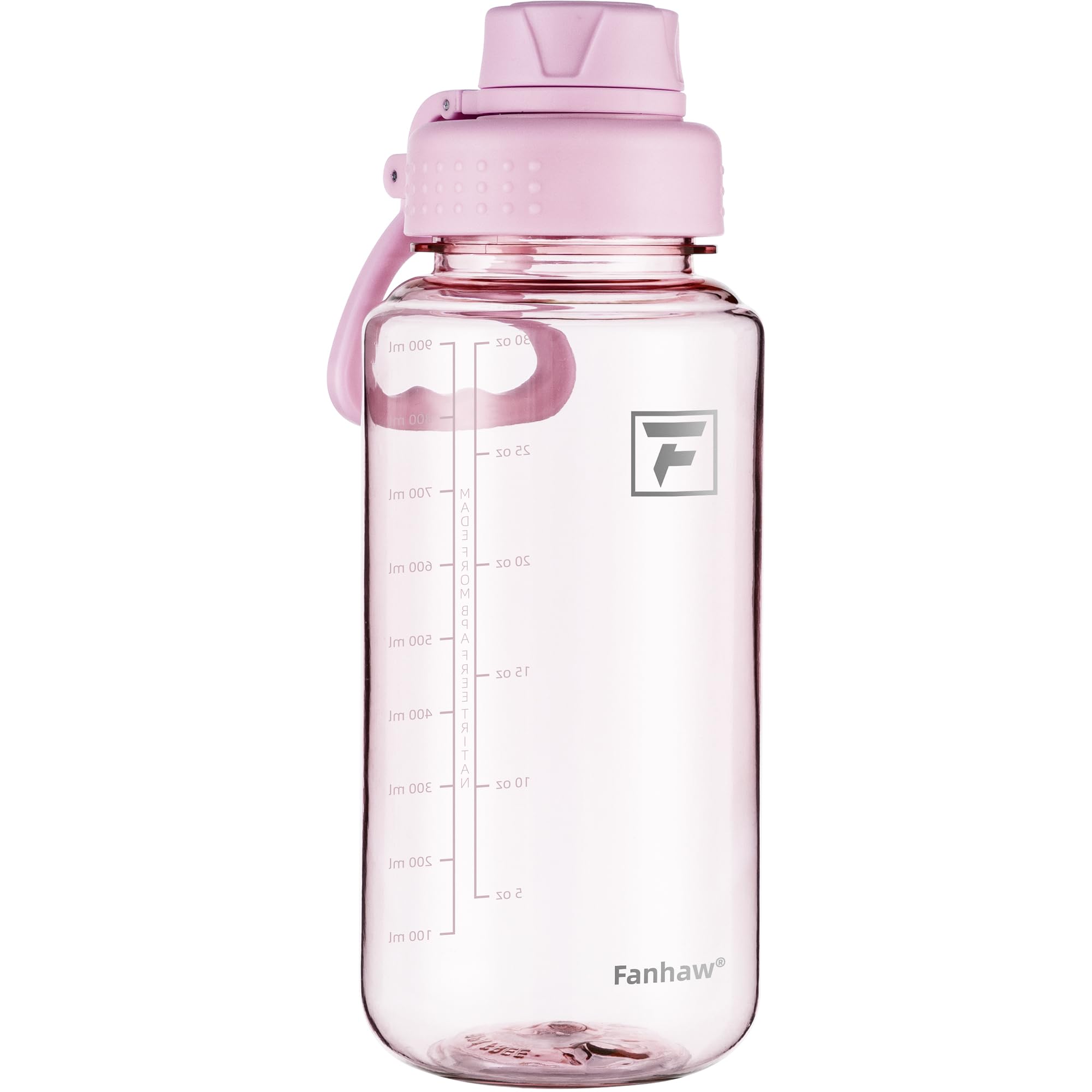 Fanhaw 32 oz Clear Water Bottle with Fast-Flow Spout Lid, BPA-Free Tritan, Wide Mouth, Leakproof, Reusable Bottle for Gym, School, Office, Travel (Clear&Black)