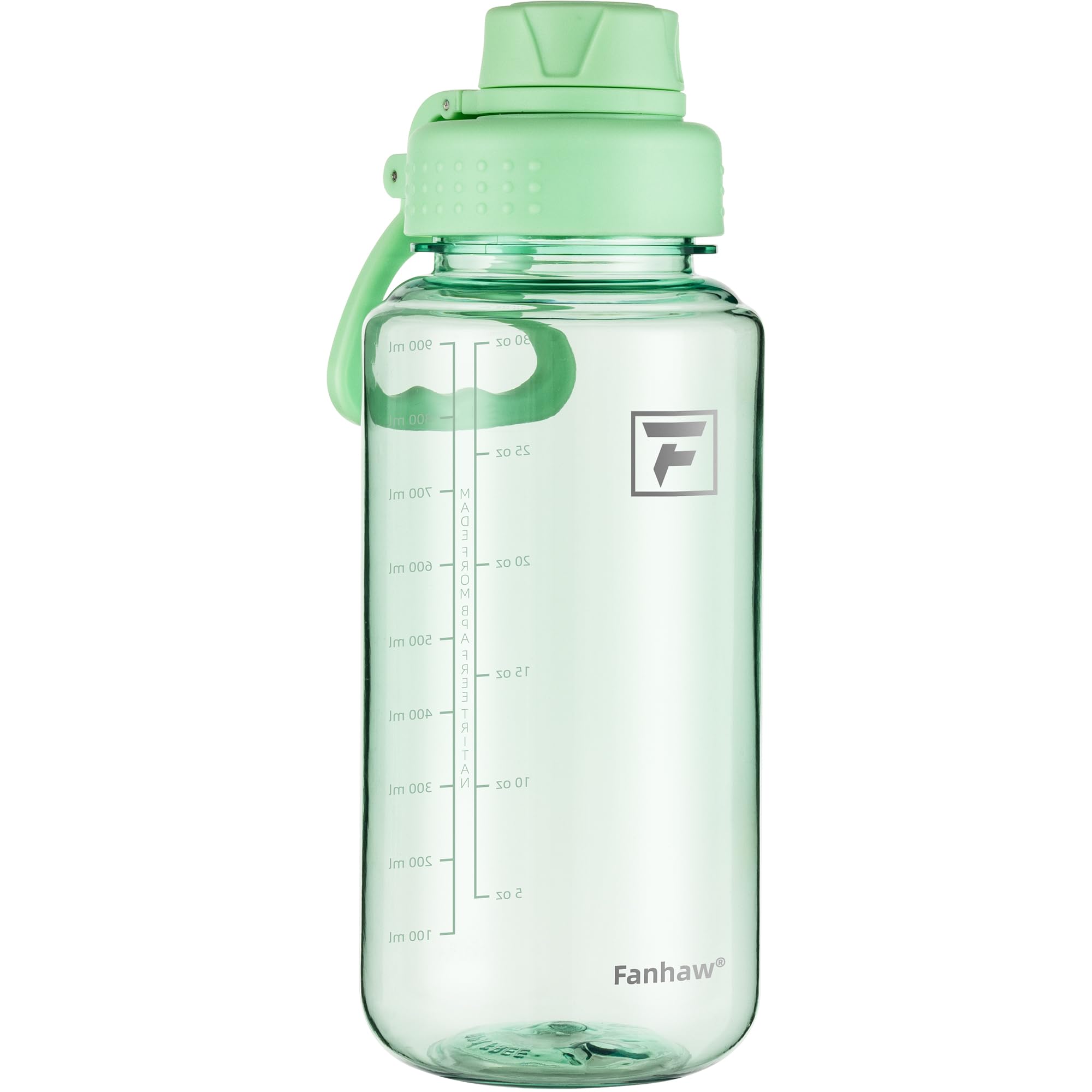 Fanhaw 32 oz Clear Water Bottle with Fast-Flow Spout Lid, BPA-Free Tritan, Wide Mouth, Leakproof, Reusable Bottle for Gym, School, Office, Travel (Clear&Black)