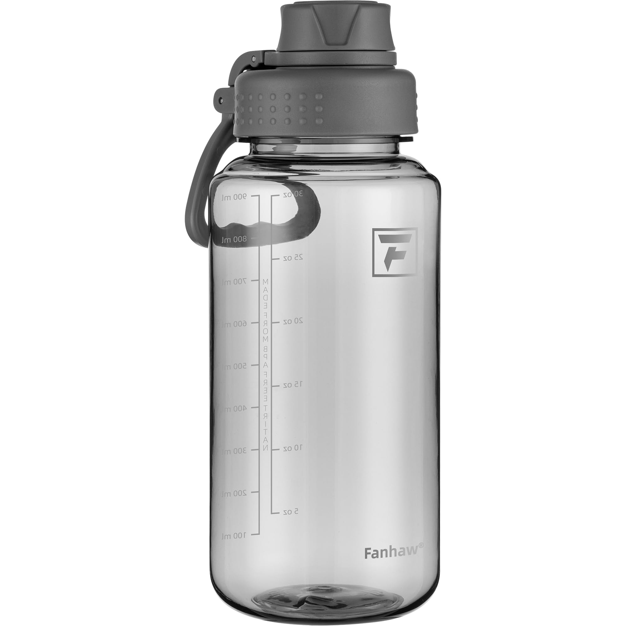 Fanhaw 32 oz Clear Water Bottle with Fast-Flow Spout Lid, BPA-Free Tritan, Wide Mouth, Leakproof, Reusable Bottle for Gym, School, Office, Travel (Clear&Black)