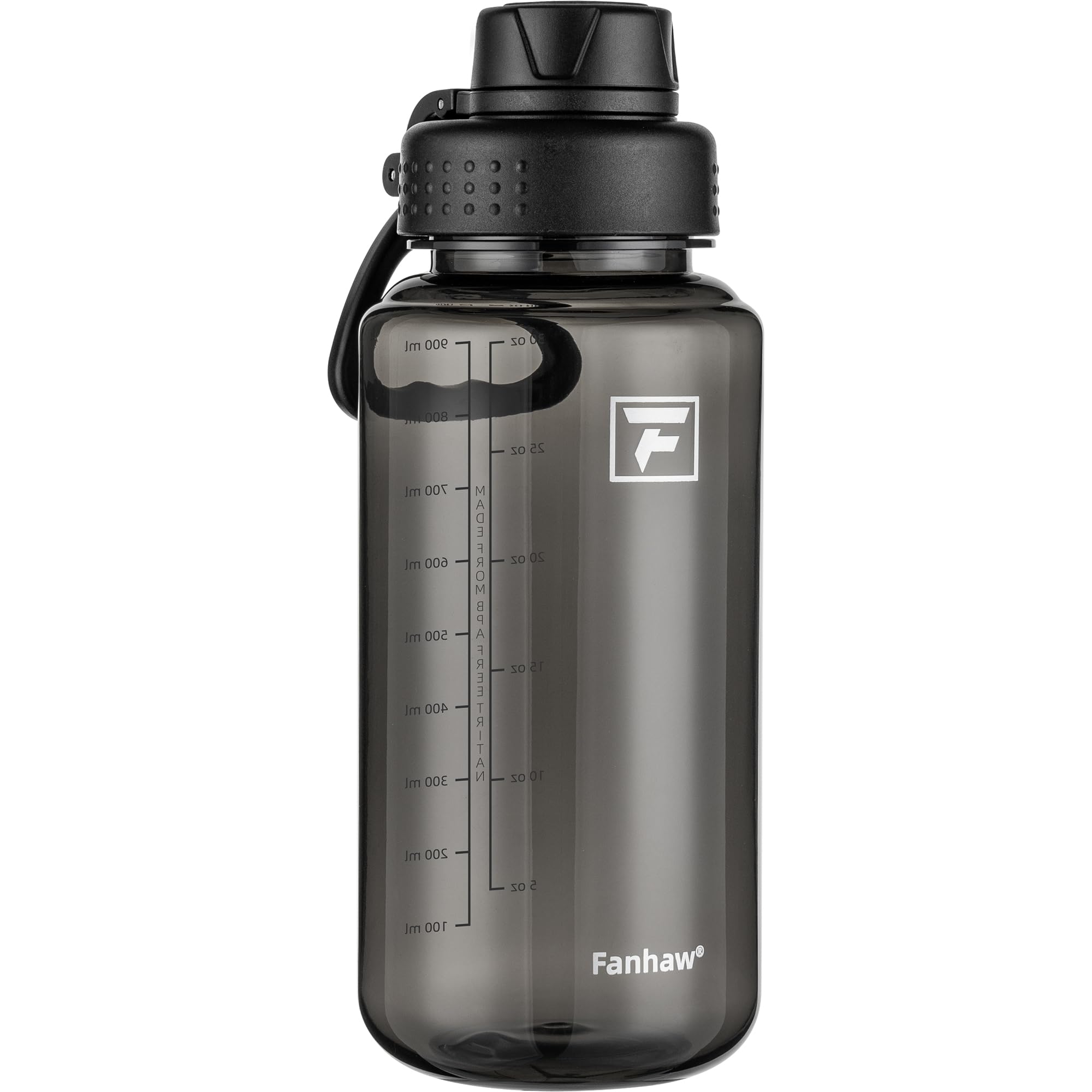 Fanhaw 32 oz Clear Water Bottle with Fast-Flow Spout Lid, BPA-Free Tritan, Wide Mouth, Leakproof, Reusable Bottle for Gym, School, Office, Travel (Clear&Black)