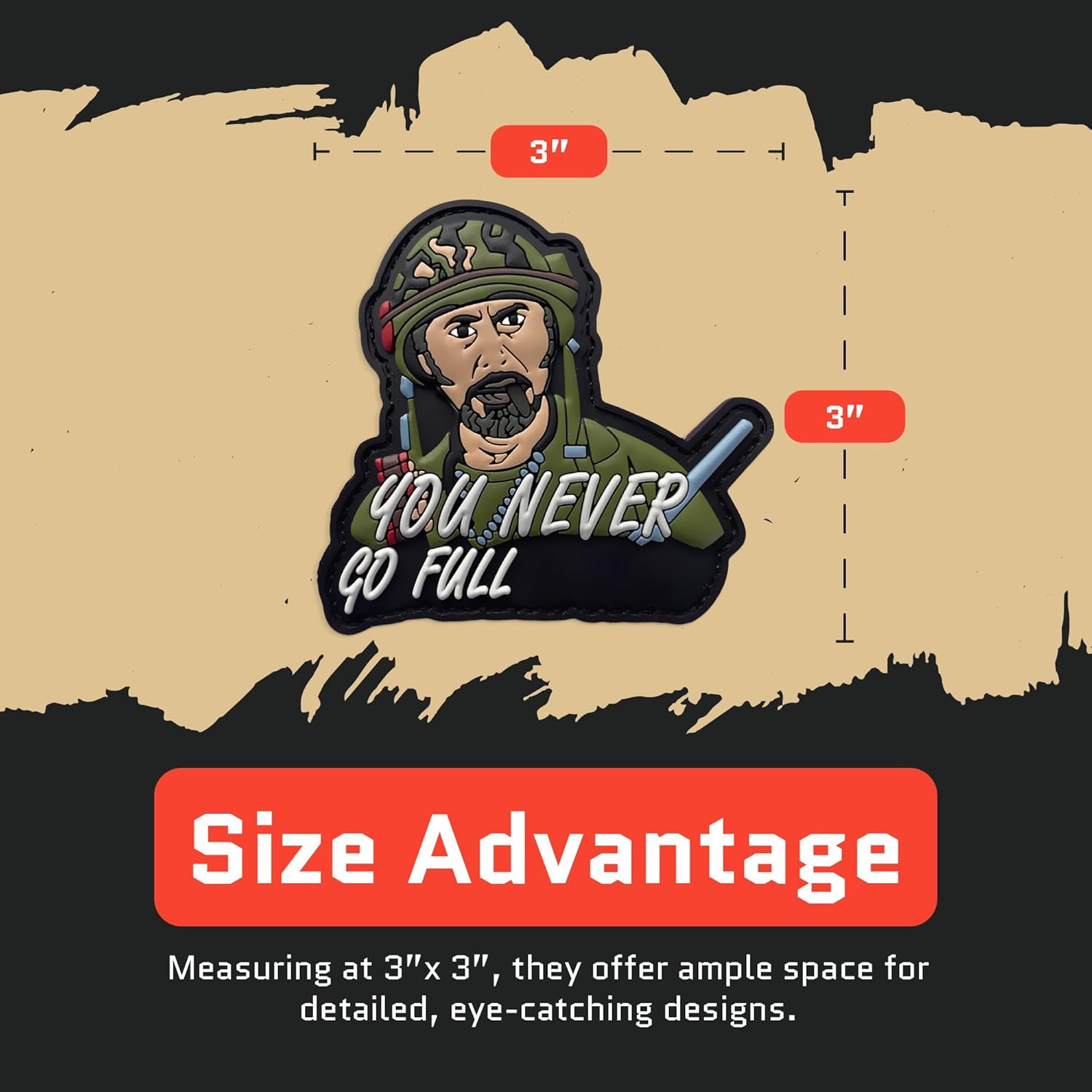 Jestik PVC Patch, Funny Patches, Humorous Tactical Morale Patch with Hook and Loop Fastener, Cute Patches for Backpacks, Military Uniforms, Jeans, Jackets, Vests, Hats & More - Never Go Full