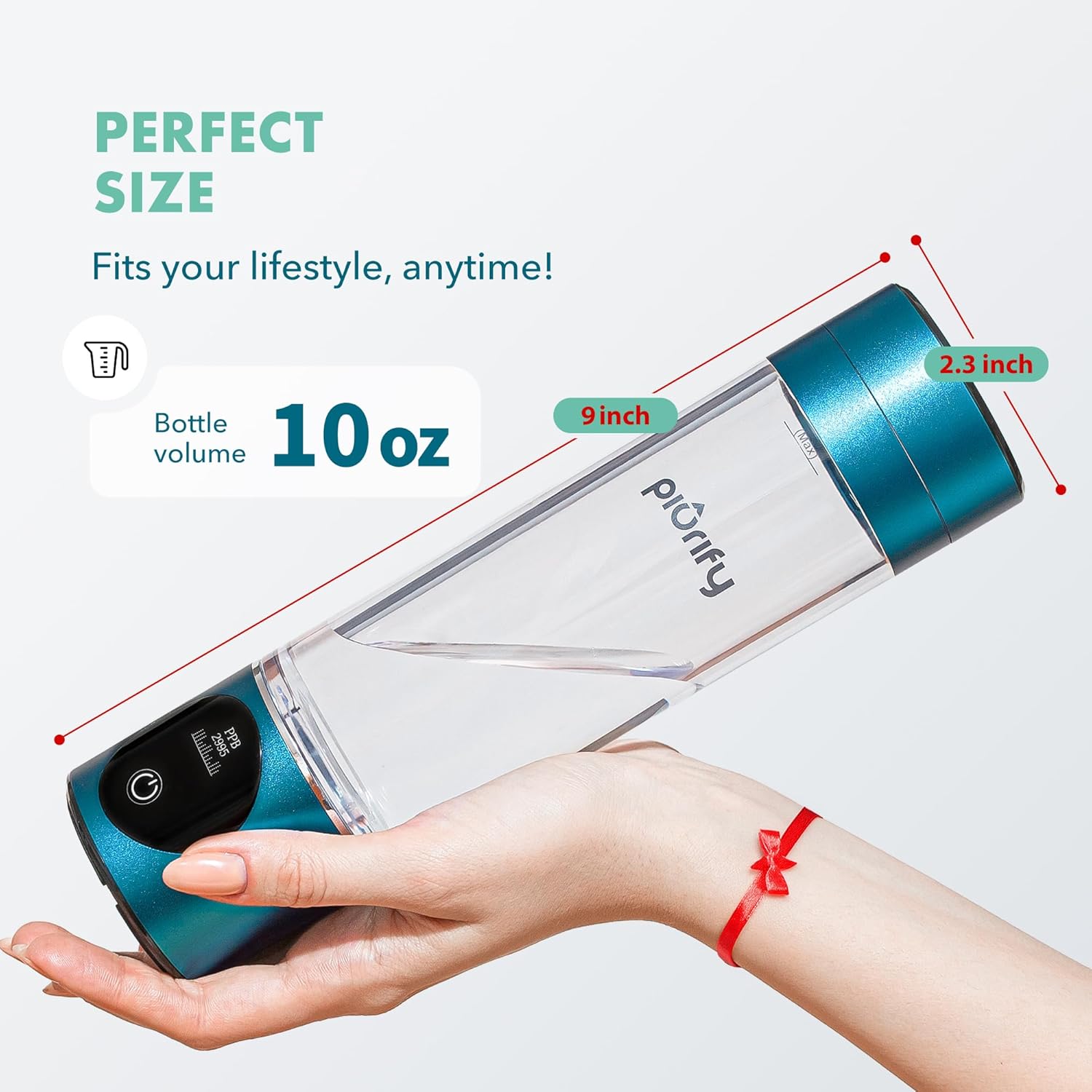 Hydrogen Water Bottle Generator - Up to 4100+ PPB - SPE/PEM Technology - Certified H2 Generator - Portable Athletic Performance & Hydration System - 6-Hour Hydrogen Retention, 10 oz (Turquoise)