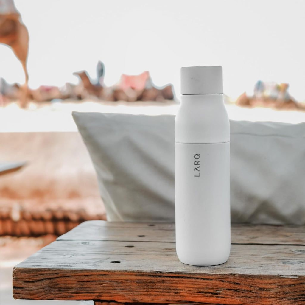 LARQ Bottle PureVis 17 oz - Self-Cleaning and Insulated Stainless Steel Water Bottle with UV Water Purifier and Award-winning Design | Reusable & Travel Friendly, 1-Year Warranty, Granite White