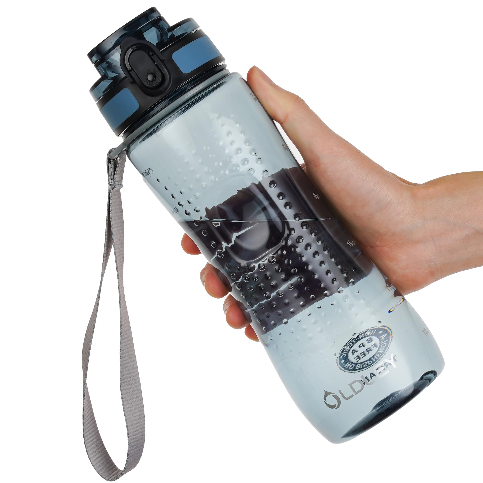 OLDLEY 32 oz Water Bottle, Motivational Water Bottle with Time Marker, Sports Water Bottle With Strap, Leakproof & BPA Free Large Water Bottles for School, Gym, Travel, Outdoor, Tritan, Transparent