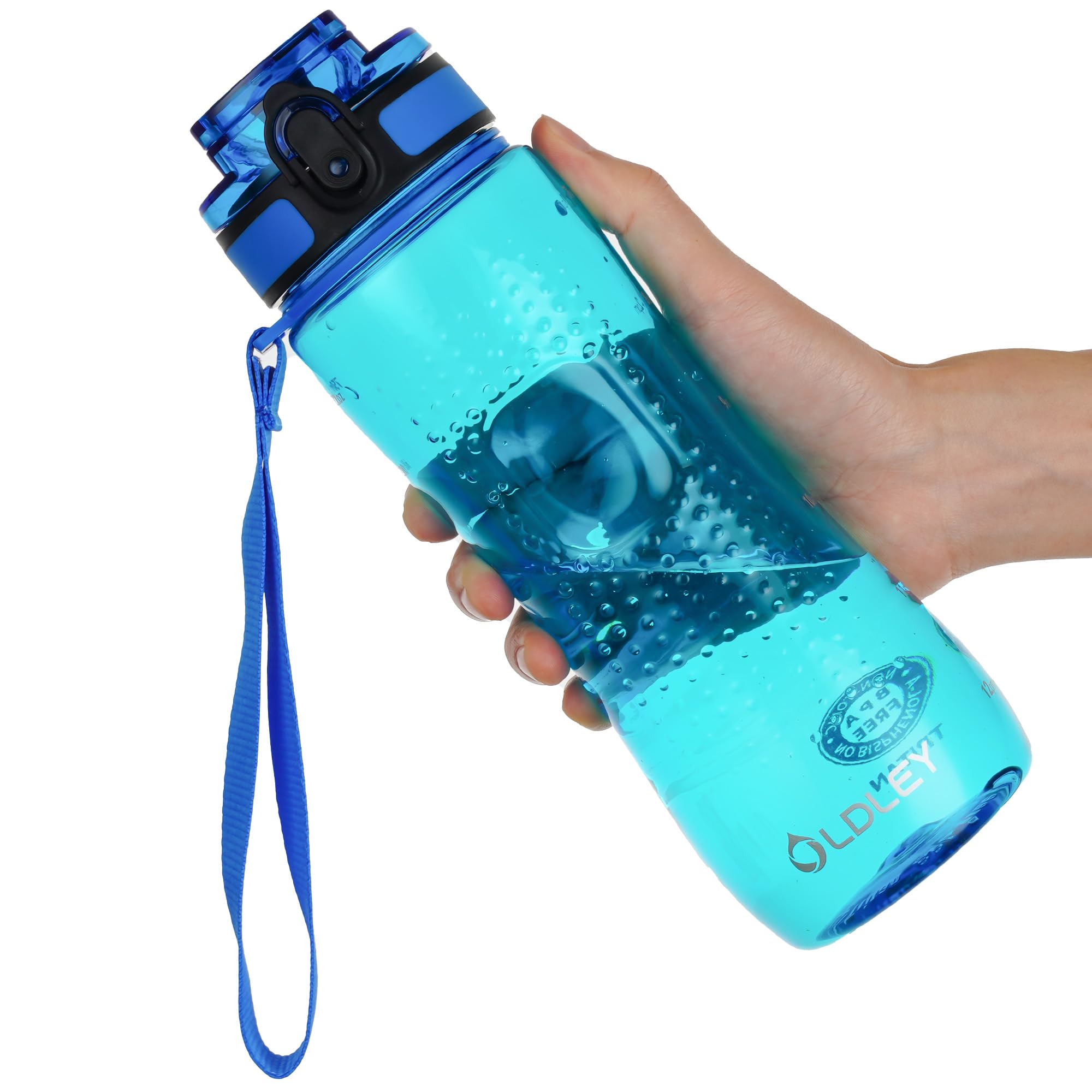 OLDLEY 32 oz Water Bottle, Motivational Water Bottle with Time Marker, Sports Water Bottle With Strap, Leakproof & BPA Free Large Water Bottles for School, Gym, Travel, Outdoor, Tritan, Transparent