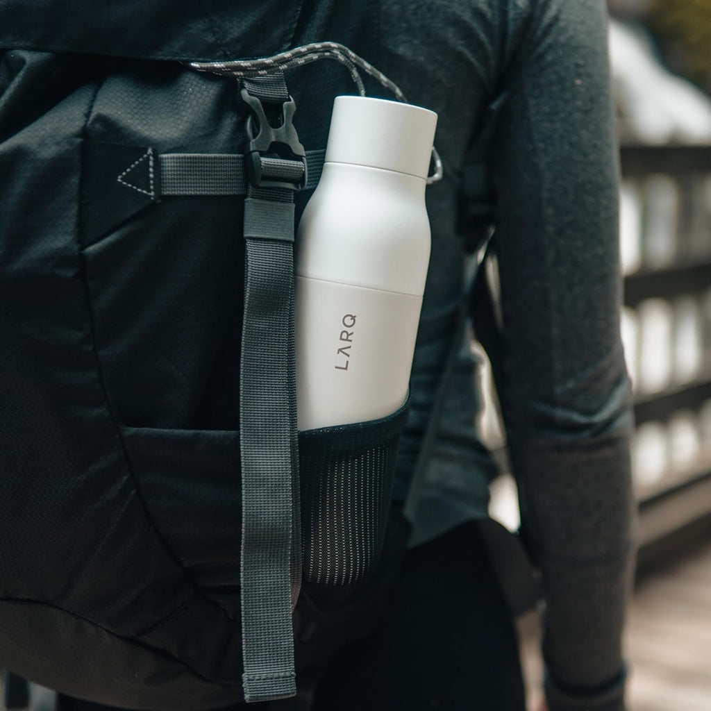 LARQ Bottle PureVis 17 oz - Self-Cleaning and Insulated Stainless Steel Water Bottle with UV Water Purifier and Award-winning Design | Reusable & Travel Friendly, 1-Year Warranty, Granite White