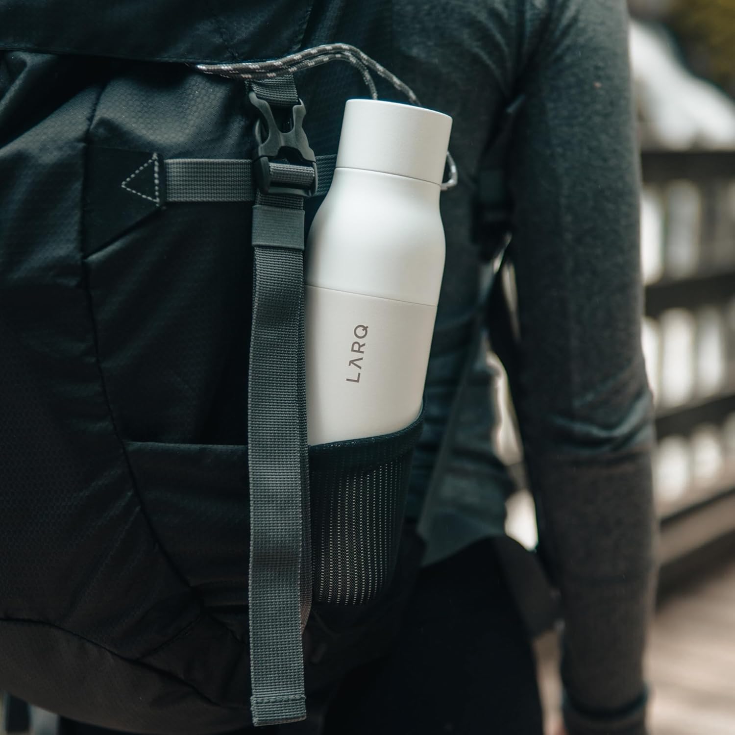 LARQ Bottle PureVis 17 oz - Self-Cleaning and Insulated Stainless Steel Water Bottle with UV Water Purifier and Award-winning Design | Reusable & Travel Friendly, 1-Year Warranty, Granite White