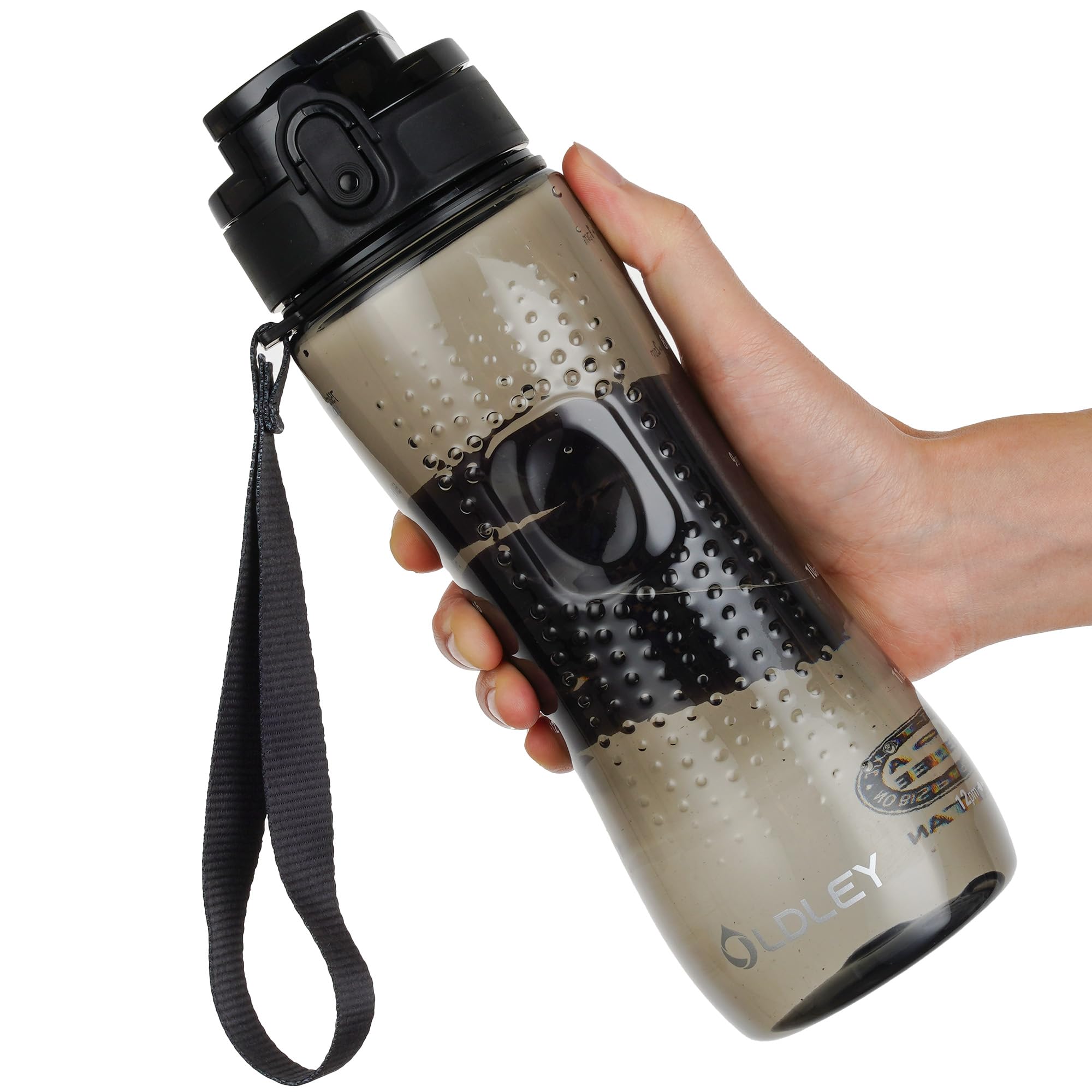 OLDLEY 32 oz Water Bottle, Motivational Water Bottle with Time Marker, Sports Water Bottle With Strap, Leakproof & BPA Free Large Water Bottles for School, Gym, Travel, Outdoor, Tritan, Transparent