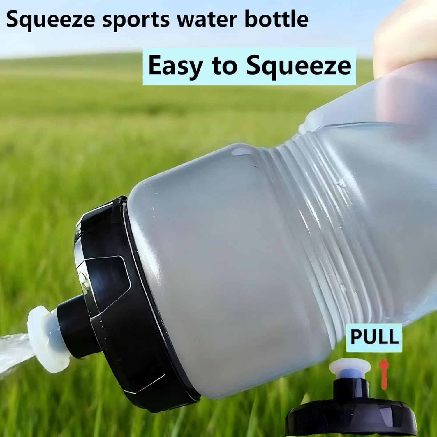 Bike Water Bottle Sports Squeeze Bottle, 24oz Bicycle Water Bottles with a Leak-proof Cap, BPA Free, Suitable for Gym Cycling Hiking Outdoor Sports.(clear