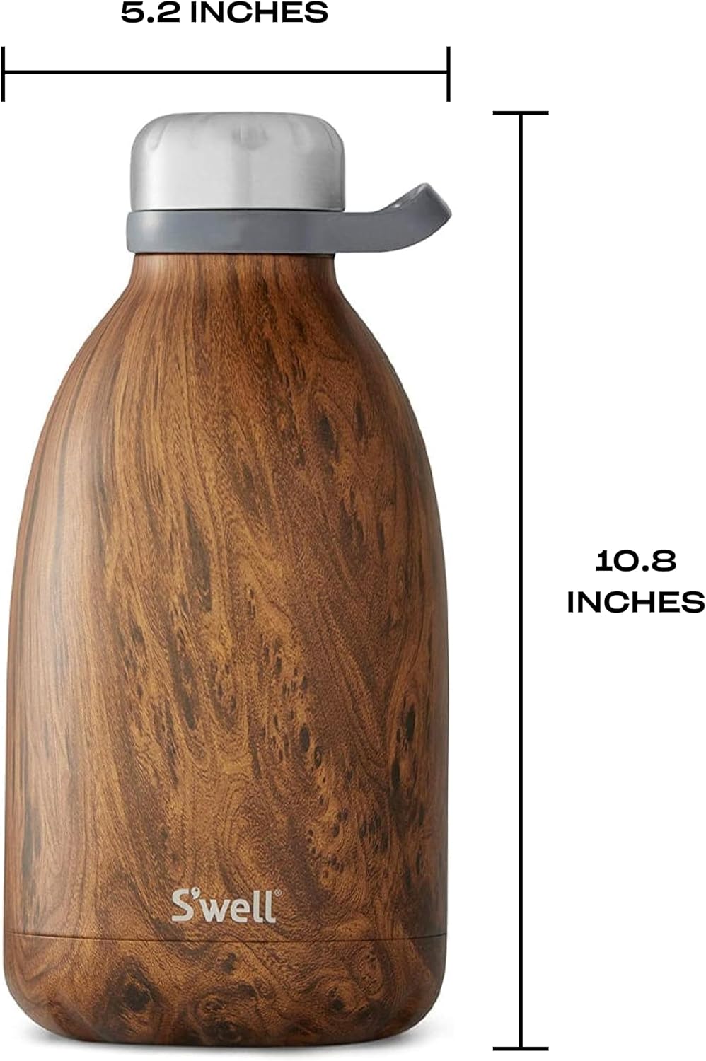 S'well Stainless Steel Roamer Bottle-64 Fl Oz-Teakwood Triple-Layered Vacuum-Insulated Containers Keeps Drinks Cold for 72 Hours and Hot for 24-BPA-Free Travel Water Bottle, 64oz
