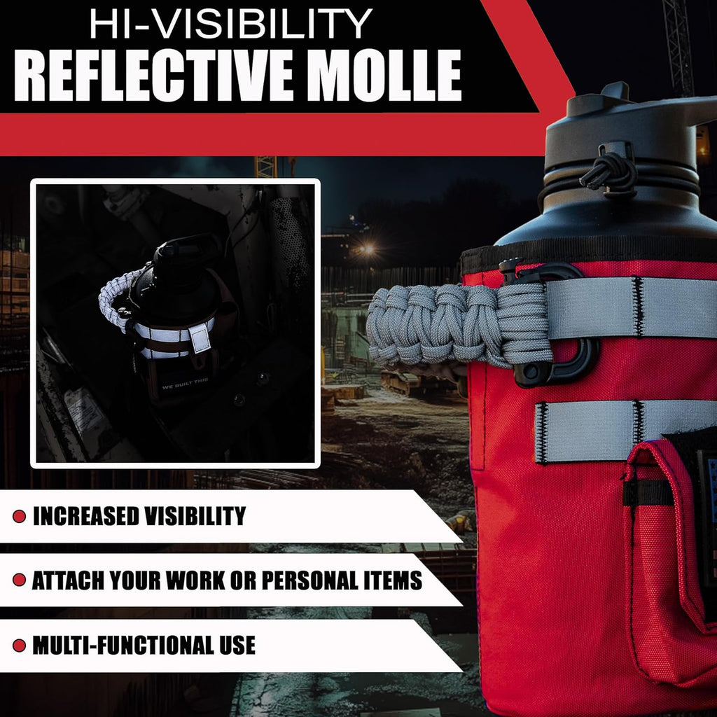 Iron Infidel Workforce Water Bottle - 64 oz Insulated Stainless Steel | Half Gallon Vacuum Water Jug | Paracord Handle, Removable Sleeve | Large Thermal Flask | Hiking, Camping, Workouts (Red)