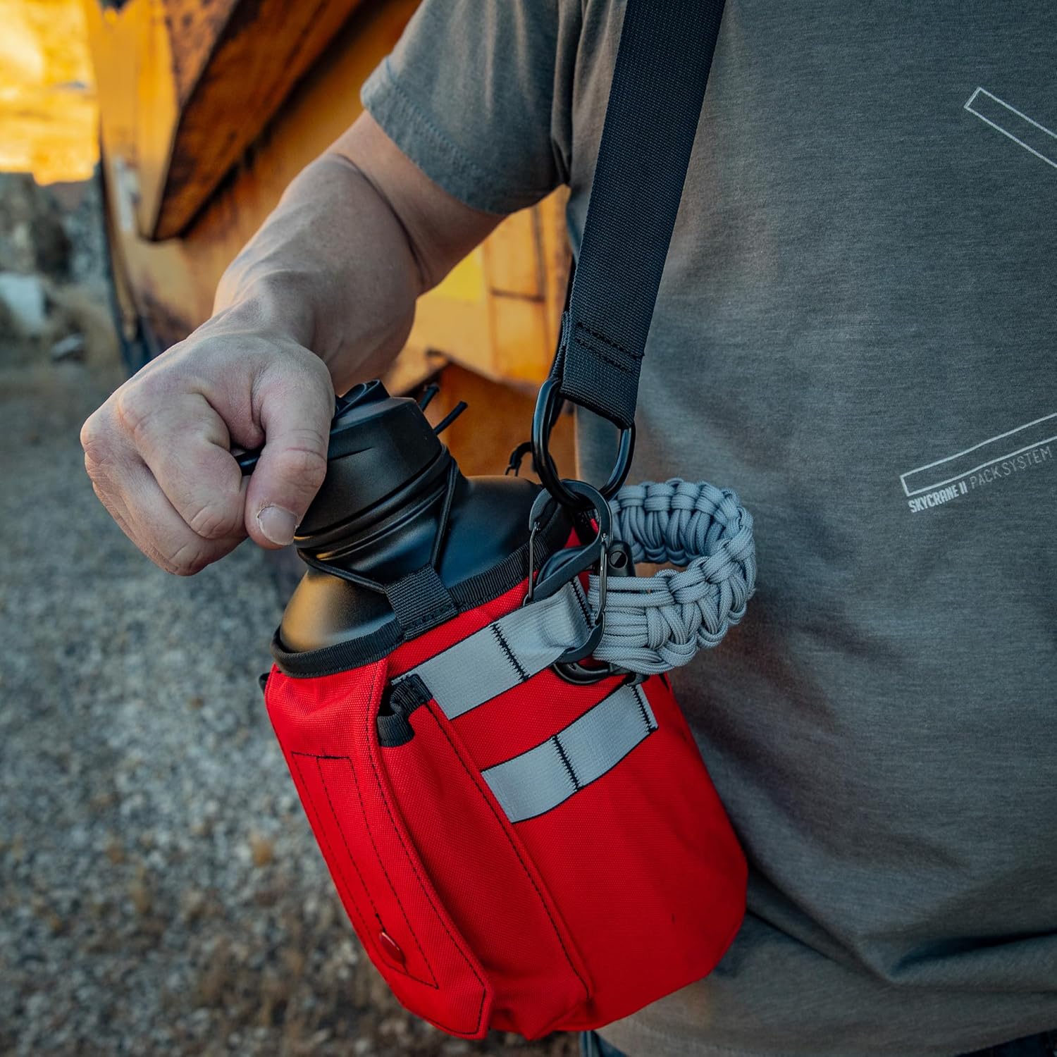 Iron Infidel Workforce Water Bottle - 64 oz Insulated Stainless Steel | Half Gallon Vacuum Water Jug | Paracord Handle, Removable Sleeve | Large Thermal Flask | Hiking, Camping, Workouts (Red)