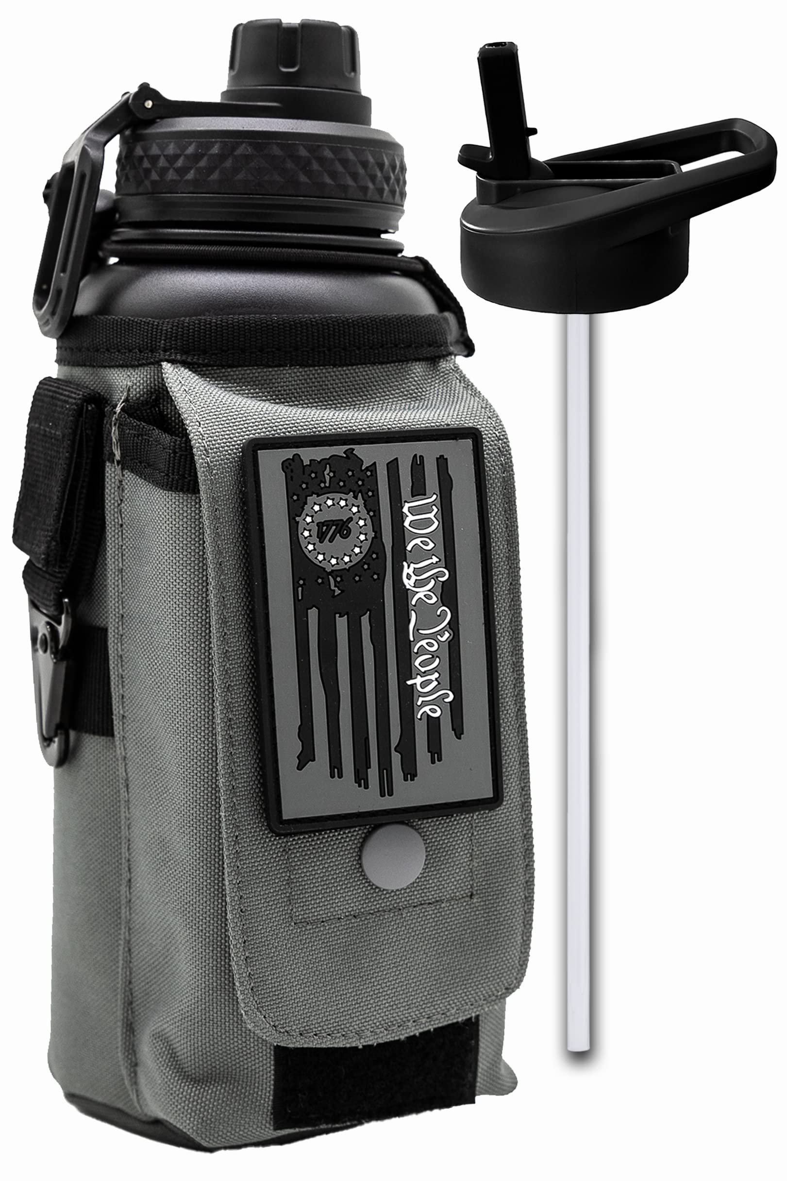 Iron Infidel Battle Bottle - Half Gallon Water Bottle Insulated, 64 oz Stainless Steel Water Jug with Handle - Gym Water Bottle for Men with Rugged Sleeve for Storage (Earned, Not Given 2 Liter)