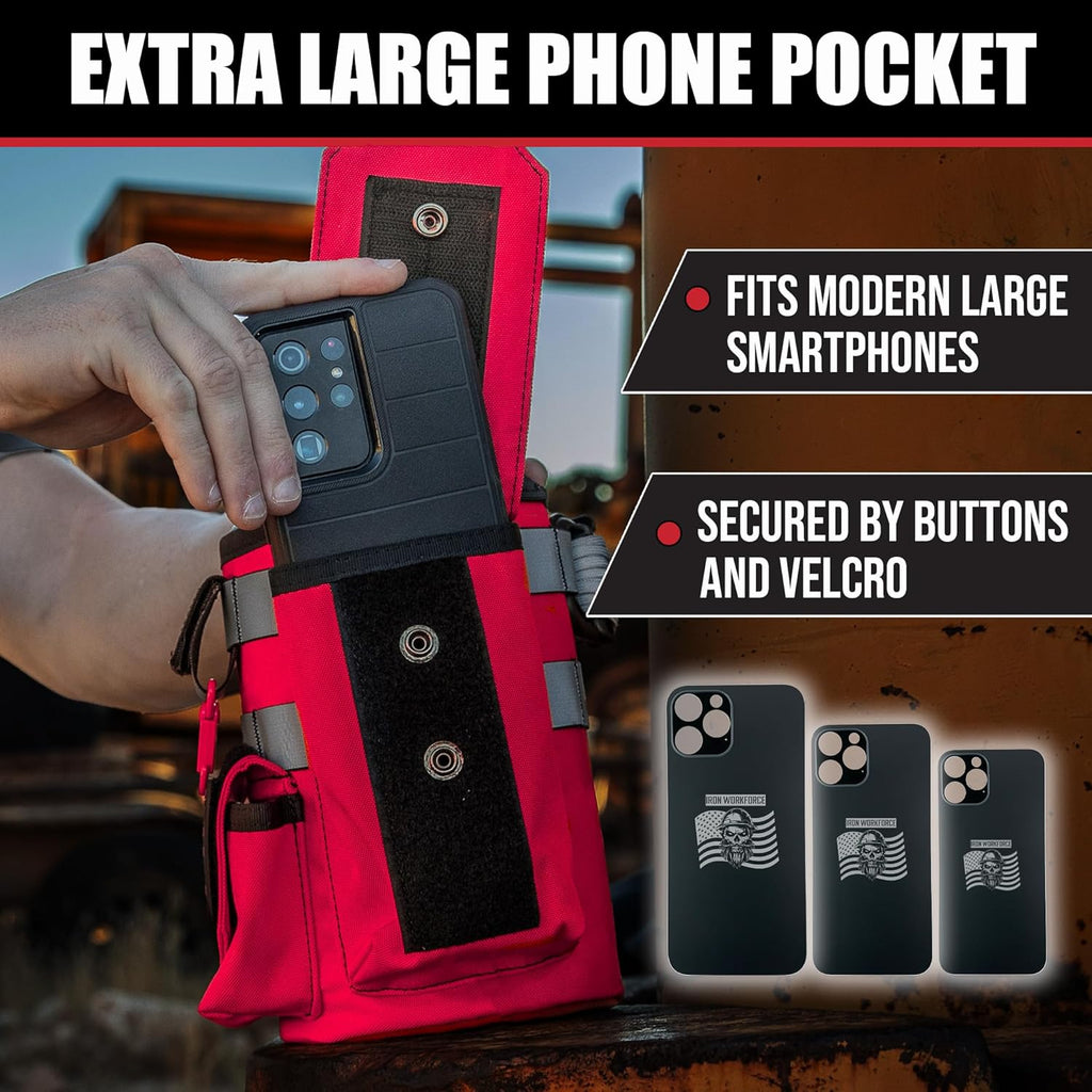 Iron Infidel Workforce Water Bottle - 64 oz Insulated Stainless Steel | Half Gallon Vacuum Water Jug | Paracord Handle, Removable Sleeve | Large Thermal Flask | Hiking, Camping, Workouts (Red)